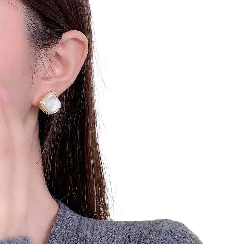 Pearl Earrings with Rhinestone Detail and 925 Sterling Silver Lightweight Non Pierced Jewelry for Women and Daily Wear - NADI - Image 5
