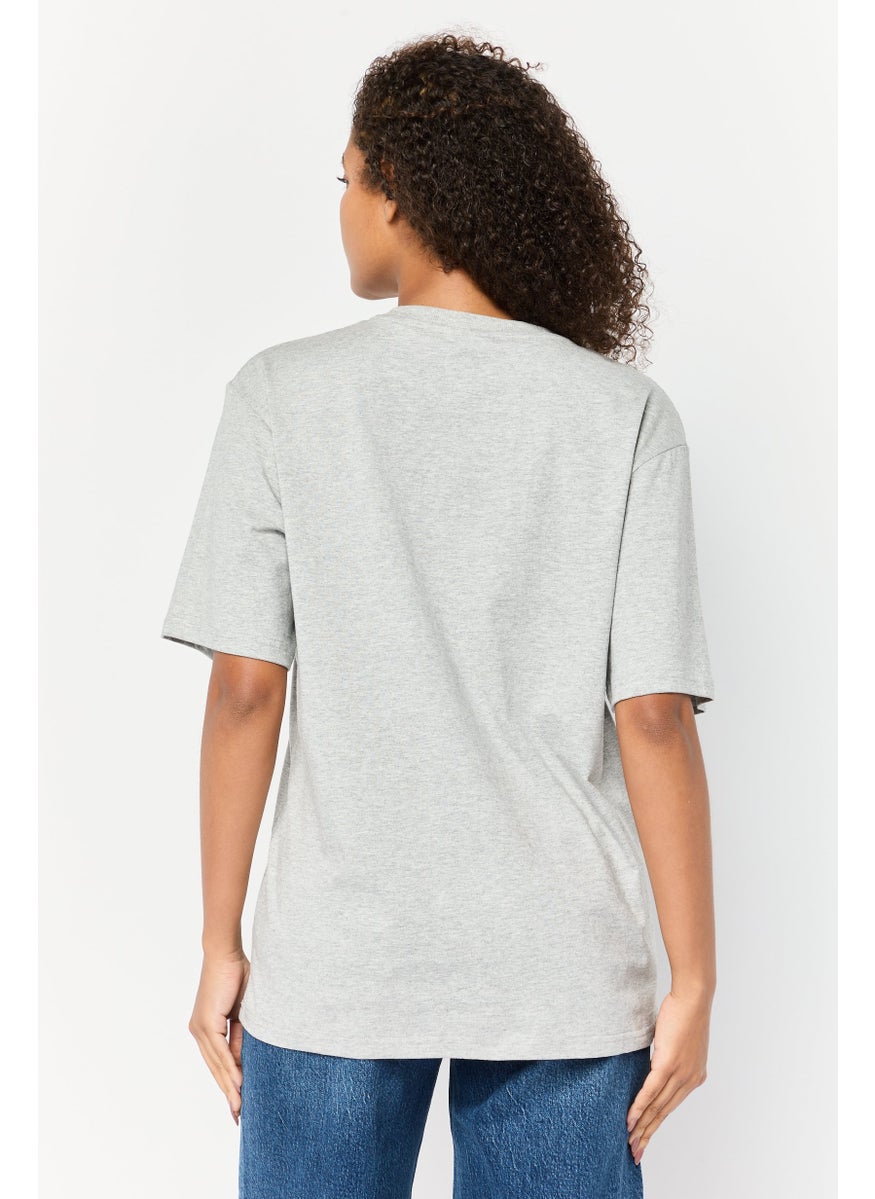 Marilyn Monroe - Women Oversized Fit Crew Neck Short Sleeves Graphic Print T-Shirt, Grey - Image 1