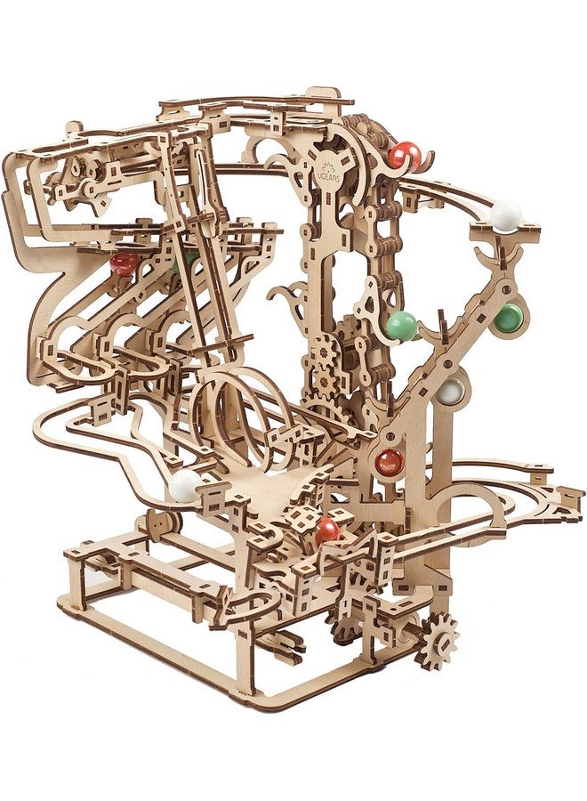 أوجيرز رافعة سلسلة خشبية من UGEARS Marble Run - ألغاز خشبية ميكانيكية ثلاثية الأبعاد للبالغين، مجموعة نماذج DIY للكبار، ألغاز فريدة للبالغين - ألغاز ثلاثية الأبعاد، هدايا لمحبي الألغاز - 400 قطعة - Image 1
