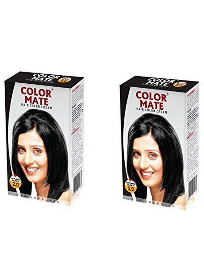 COLOR MATE Hair Colour Cream With Ayur Product In Combo (Natural Black 2.0) Pack Of 2  - Image 1
