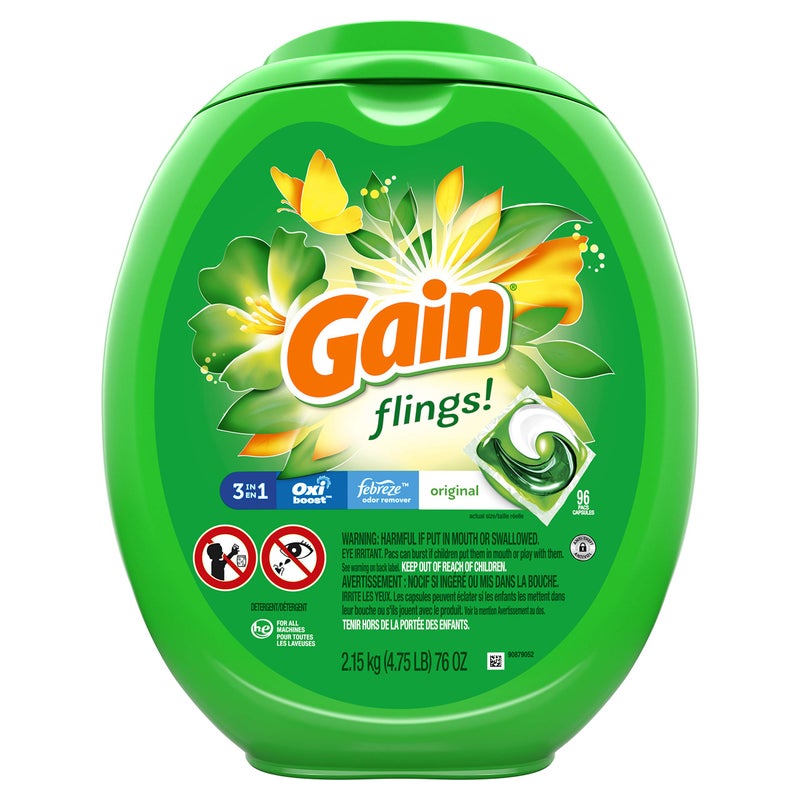 Gain flings Laundry Detergent Soap Pods High Efficiency HE Original Scent 96 Count