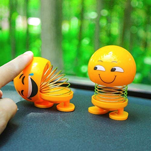 TANTRA Spring Cute Smiley Doll Car Ornament Interior Dashboard Decor Bounce (Pack of 6) (Yellow) - Image 2
