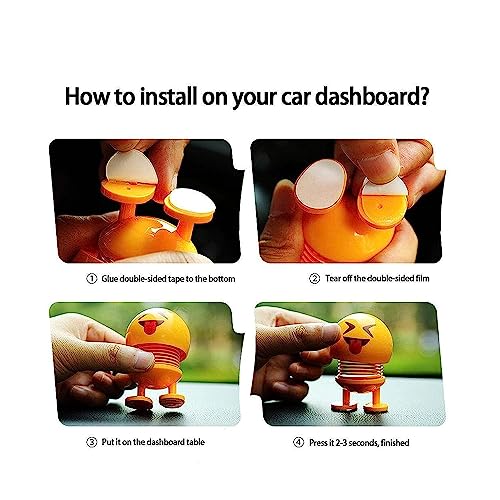 TANTRA Spring Cute Smiley Doll Car Ornament Interior Dashboard Decor Bounce (Pack of 6) (Yellow) - Image 5