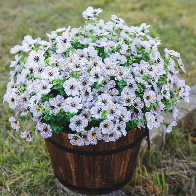 HyeFlora Artificial Fake White Flowers Plants for Outdoor Winter Christmas Decoration  12 Bundles Faux Silk Daisies UV Resistant Look Real for Outside Planter Pot Porch Yard Patio Garden - Image 1