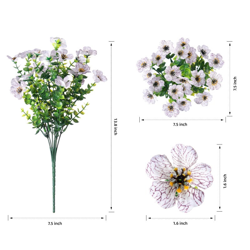HyeFlora Artificial Fake White Flowers Plants for Outdoor Winter Christmas Decoration  12 Bundles Faux Silk Daisies UV Resistant Look Real for Outside Planter Pot Porch Yard Patio Garden - Image 5