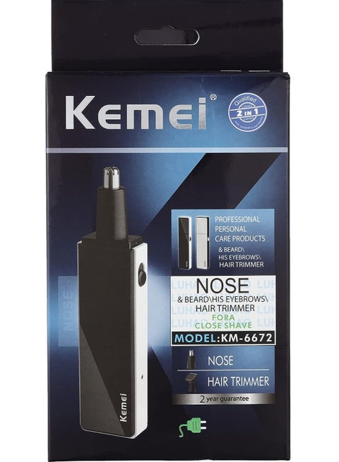KEMEI Nose, Beard and Eyebrows Hair Trimmer Machine KM-6672 Black