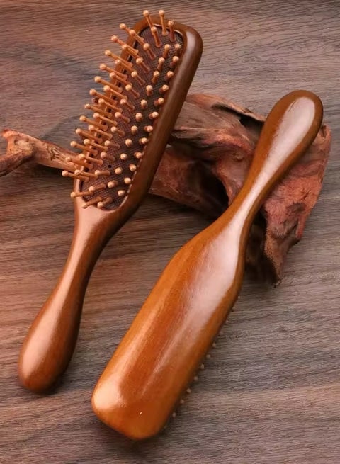 1Pc Natural wooden Comb Meridian Massage Anti-static No-snags Wide Tooth Comb For Women Girl Straight Curly Hair