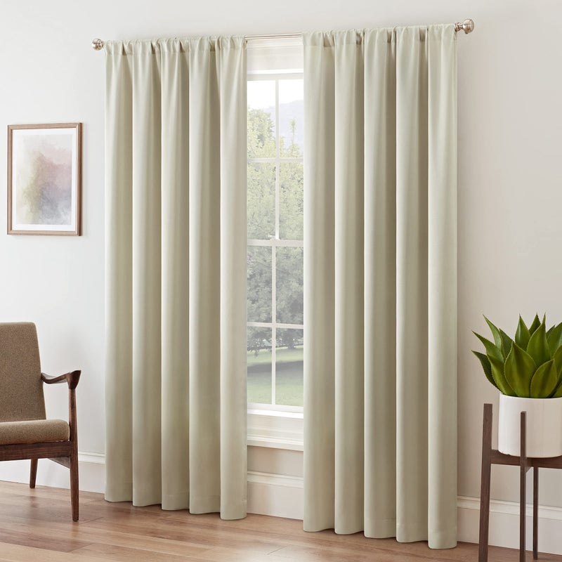 ECLIPSE Tricia Modern Room Darkening Thermal Rod Pocket Window Curtain for Bedroom 1 Panel 52 x 84 Stone
