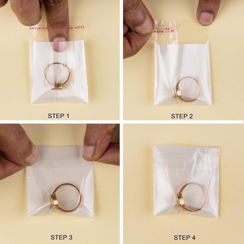 VSC Self Adhesive Resealable Clear Transparent Poly Plastic Packaging Bags with White Background 2X2 inches - 100 pcs - Image 4