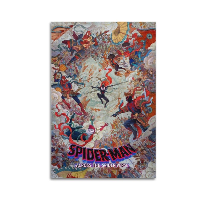 HOME TROVE  Spider Movie Man Across The Spider-Verse Poster China Style Cool Poster 90s Canvas Wall Art Room Aesthetic Decor Posters 12x18inch(30x45cm) - Image 1