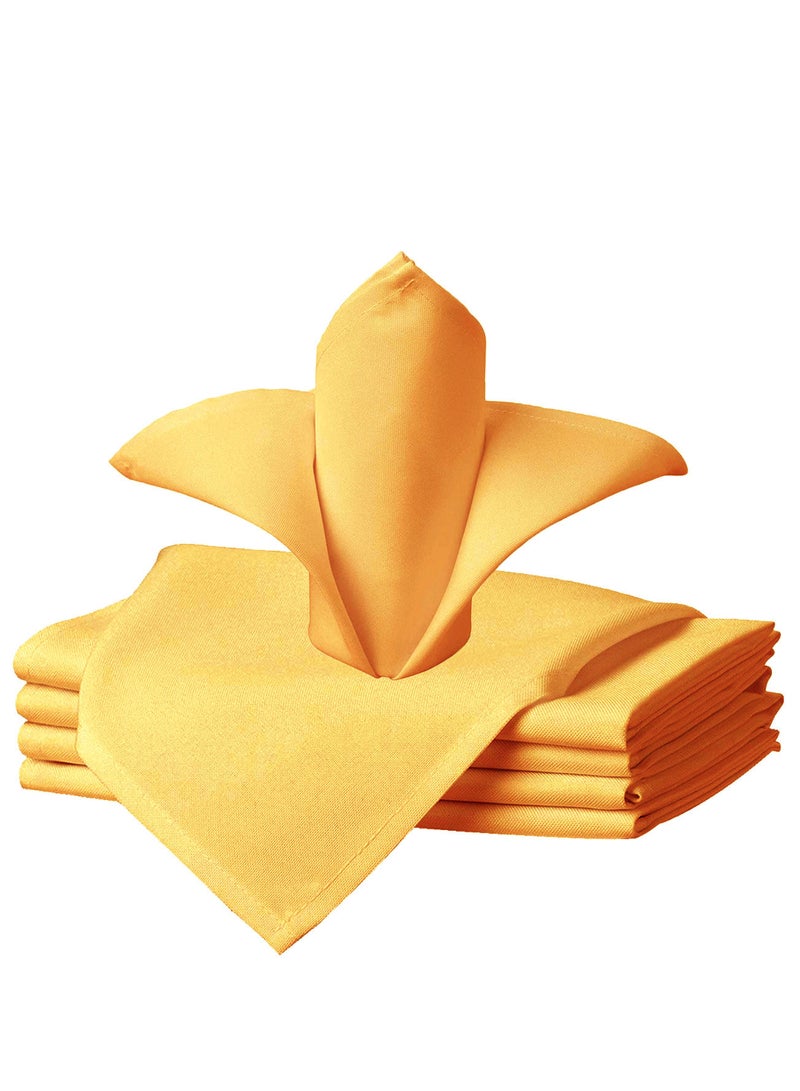 Generic 50 x 50cm Solid Polyester Cloth Washable YellowNapkins for Wedding Party Hotel Restaurant Dinner Family Gatherings,Set of 4 - Image 1