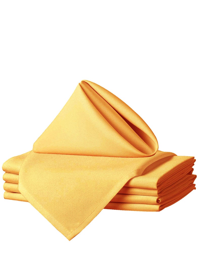 Generic 50 x 50cm Solid Polyester Cloth Washable YellowNapkins for Wedding Party Hotel Restaurant Dinner Family Gatherings,Set of 4 - Image 2