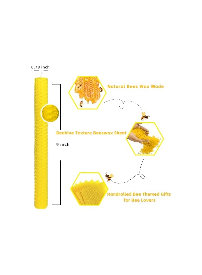 The Bros White Beeswax Taper Candles Set of 2 Pcs, 9" Long Candles for Candlesticks in White,Dripless & Smokeless, Burning Time 4 Hours - Image 2