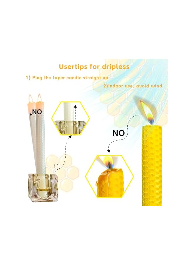 The Bros White Beeswax Taper Candles Set of 2 Pcs, 9" Long Candles for Candlesticks in White,Dripless & Smokeless, Burning Time 4 Hours - Image 4