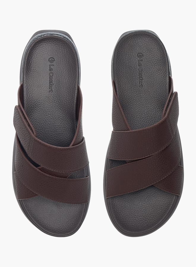 Le Confort Mens Solid Cross Strap Slip-On Sandals  - Image 2