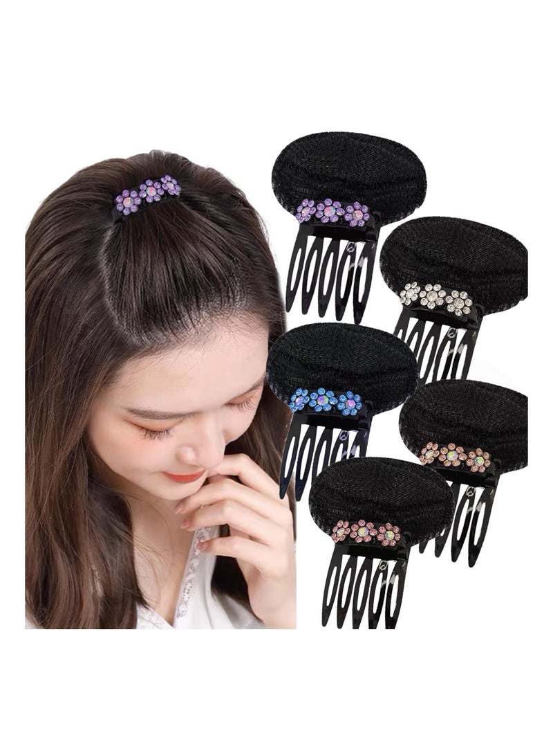 Excefore 5 قطع من نتوءات الشعر المزينة بأحجار الراين لإضافة الحجم، ومشابك أمشاط Bump It Up، ووسادات شعر رقيقة غير مرئية لتصفيفات الشعر النسائية بنفسك - Image 1