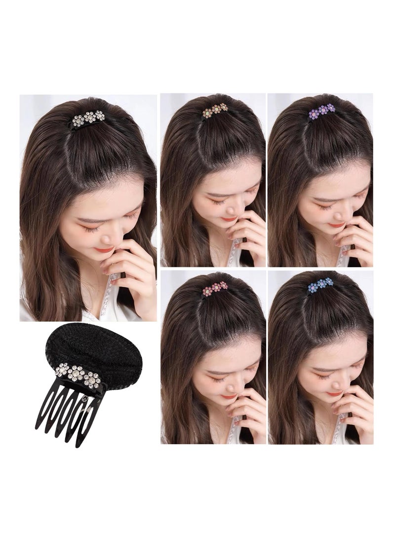 Excefore 5 قطع من نتوءات الشعر المزينة بأحجار الراين لإضافة الحجم، ومشابك أمشاط Bump It Up، ووسادات شعر رقيقة غير مرئية لتصفيفات الشعر النسائية بنفسك - Image 2