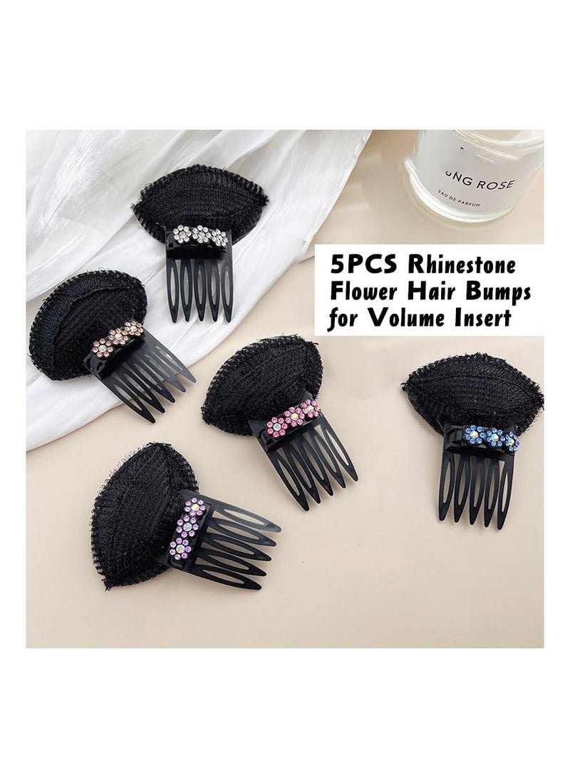 Excefore 5 قطع من نتوءات الشعر المزينة بأحجار الراين لإضافة الحجم، ومشابك أمشاط Bump It Up، ووسادات شعر رقيقة غير مرئية لتصفيفات الشعر النسائية بنفسك - Image 3
