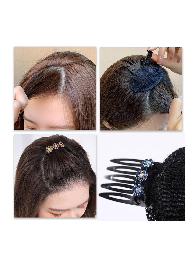 Excefore 5 قطع من نتوءات الشعر المزينة بأحجار الراين لإضافة الحجم، ومشابك أمشاط Bump It Up، ووسادات شعر رقيقة غير مرئية لتصفيفات الشعر النسائية بنفسك - Image 4