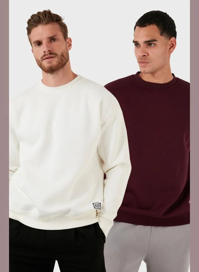 Buratti Buratti Regular Fit Crew Neck Fleece Lined 2-Pack Men's Sweatshirt 5905255S2