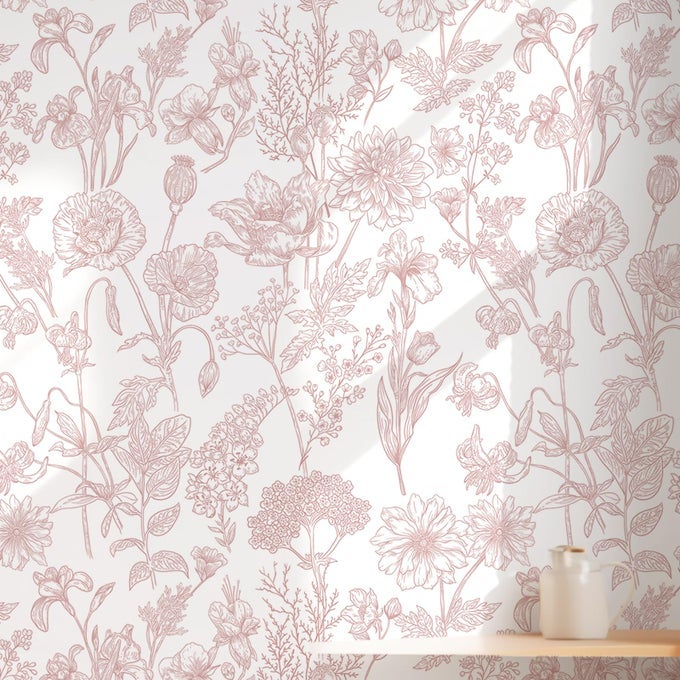 PEEL AND STICK WALLPAPER PINK FLORAL WALL PAPER PINK AND WHITE CONTACT PAPER REMOVABLE WATERPROOF FLOWERS WALLPAPER FOR BEDROOM BATHROOM CABINETS VINYL 173 X 787