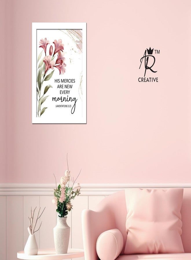 AR Creative - His Mercies New - Bible Verse Wall Photo Framed Wall Poster, Bible Quotes Print with Frame, Home, Office Decor, Bible Quotes Poster (13.6 inch x 10.2 inch) (White Frame) - Image 3