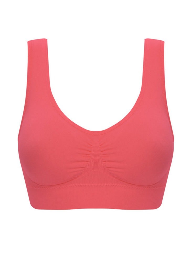 AROAQ Women Sports Bra, Fitness Sports Yoga Bra with Removable Padding,  Double-layer Seamless  Sports Bra without Rims, Comfortable Soft Bra for Workouts Running Yoga Trainings, (Size L, Watermelon Red)  - Image 1