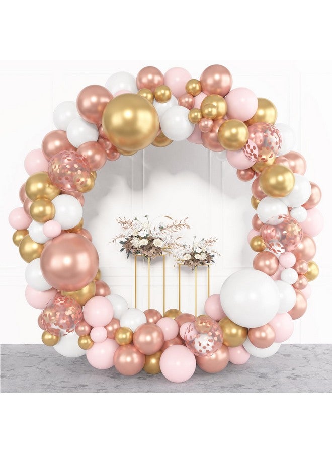 Amandir 153Pcs Rose Gold Balloon Garland Arch Kit, Different Sizes 18 12 10 5 Inch Rose Gold Pink White Gold Latex Metallic Confetti Balloons For Girls Birthday Bridal Baby Shower Party Decorations - Image 4