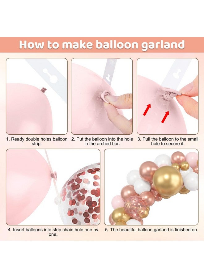 Amandir 153Pcs Rose Gold Balloon Garland Arch Kit, Different Sizes 18 12 10 5 Inch Rose Gold Pink White Gold Latex Metallic Confetti Balloons For Girls Birthday Bridal Baby Shower Party Decorations - Image 2