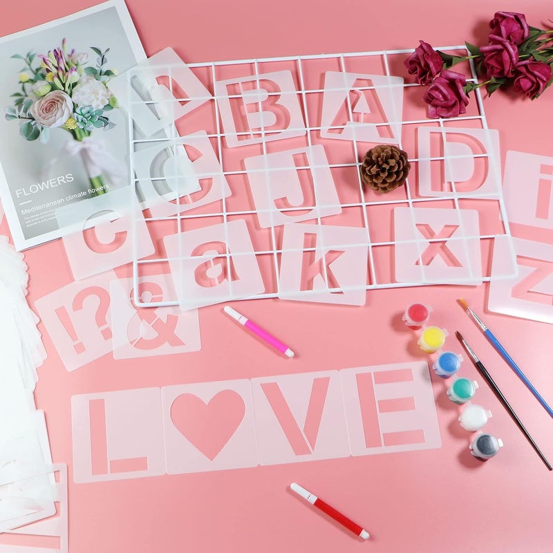 Devasya Crafts 2.5 Inch Le tencils, 66 Pcs Reusable Plastic Alphabet Templates Rock, Glass, Chalkboard, Signage, DIY Art Projects - Image 5