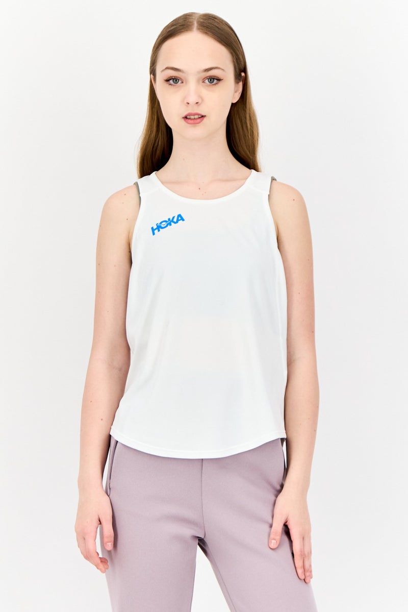 Hoka Women Sportswear Fit Sleeveless Training Tank Top, White  - Image 1