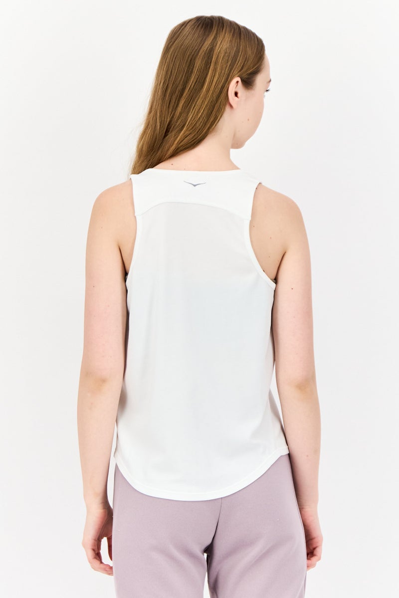Hoka Women Sportswear Fit Sleeveless Training Tank Top, White  - Image 3