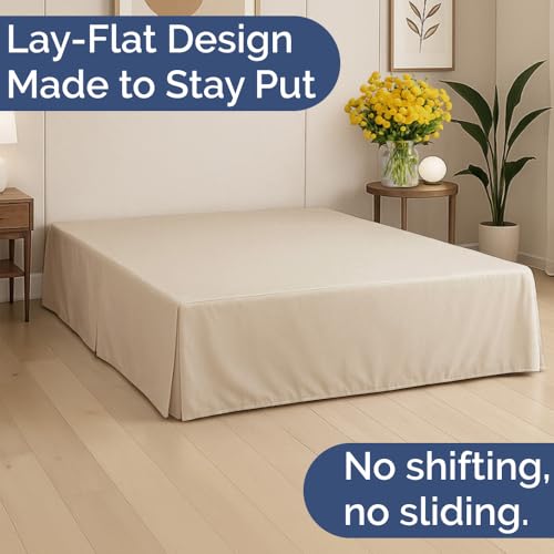 CGK Unlimited Pleated Bed Skirt King Size 3 Sided Pleated Bed Skirt King UltraSoft Easy Fit with 12 Inch Tailored Drop Hotel Quality Wrinkle Free Fade Resistant for Women Men Kids Teens Cream - Image 3