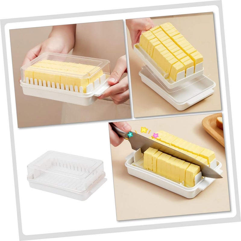 Detachable Butter Cutter Storage Box with Lid Transparent Kitchen Butter and Cheese Keeper for Freshness Rounded Edges Refrigerator Safe - Image 3