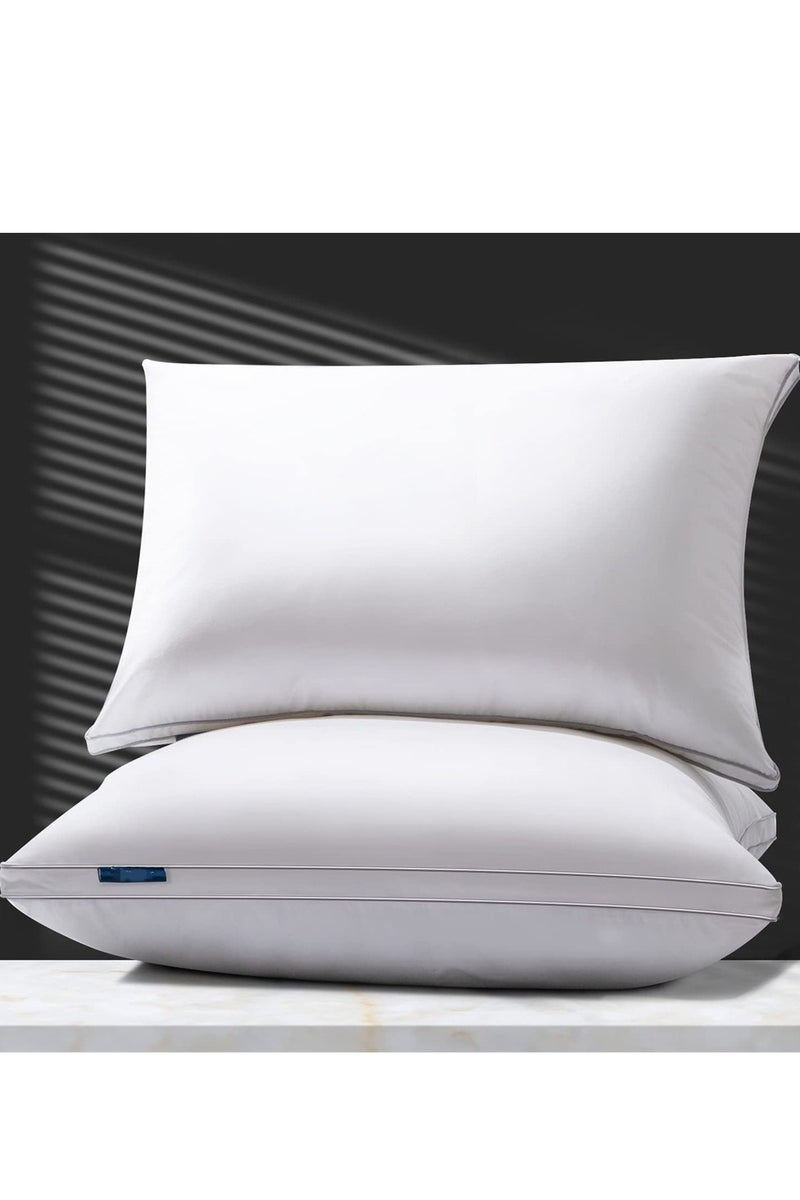 [عبوتين] وسادات فندقية فاخرة - 1000 جرام للوسادة | مقاس كبير 74x48 سم | حشو بوليستر بديل الريش | ألياف دقيقة مضادة للحساسية | تبريد وتهوية | دعم للنوم العميق - Image 1