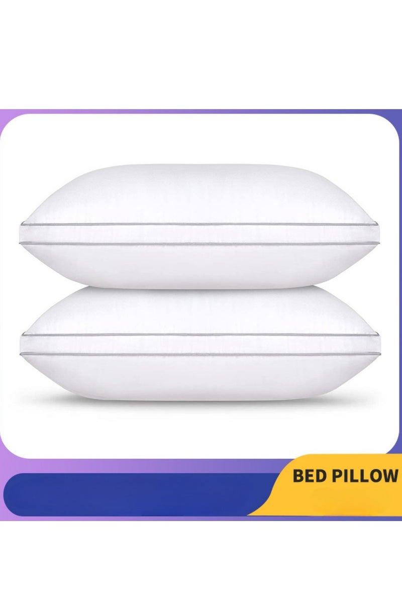 [عبوتين] وسادات فندقية فاخرة - 1000 جرام للوسادة | مقاس كبير 74x48 سم | حشو بوليستر بديل الريش | ألياف دقيقة مضادة للحساسية | تبريد وتهوية | دعم للنوم العميق - Image 2