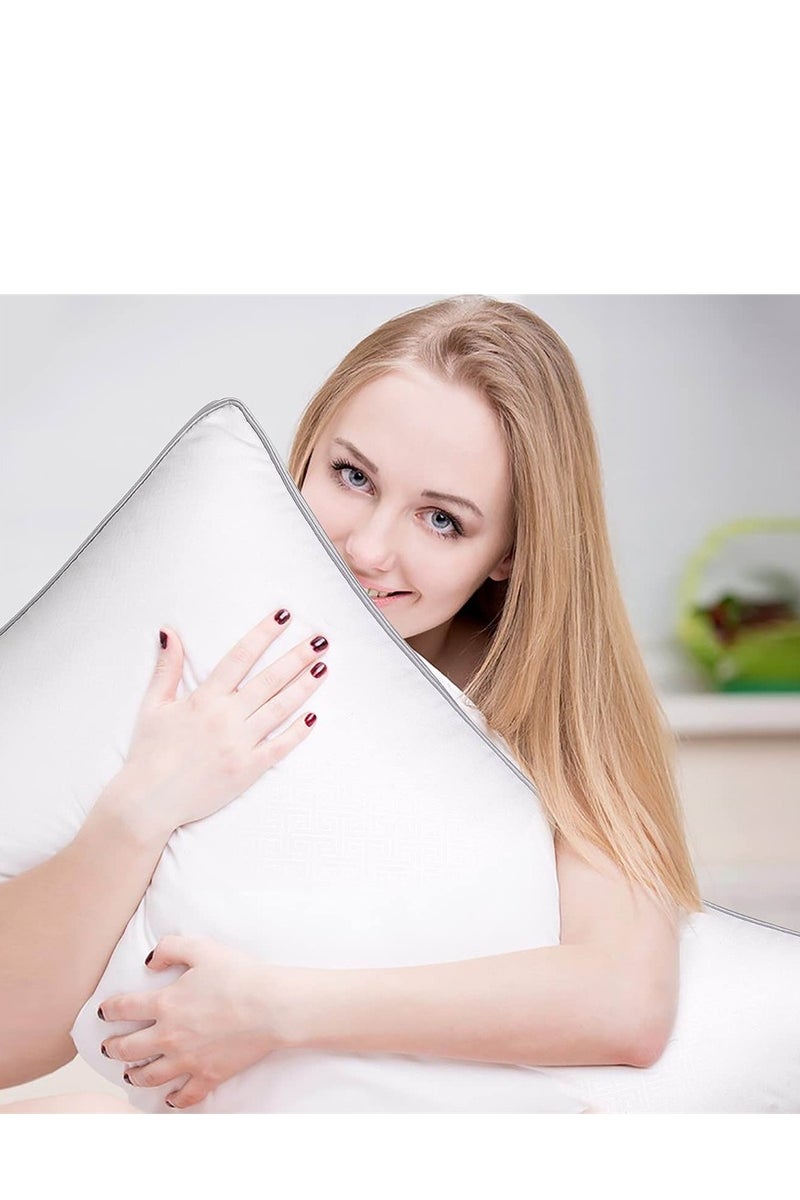 [عبوتين] وسادات فندقية فاخرة - 1000 جرام للوسادة | مقاس كبير 74x48 سم | حشو بوليستر بديل الريش | ألياف دقيقة مضادة للحساسية | تبريد وتهوية | دعم للنوم العميق - Image 3