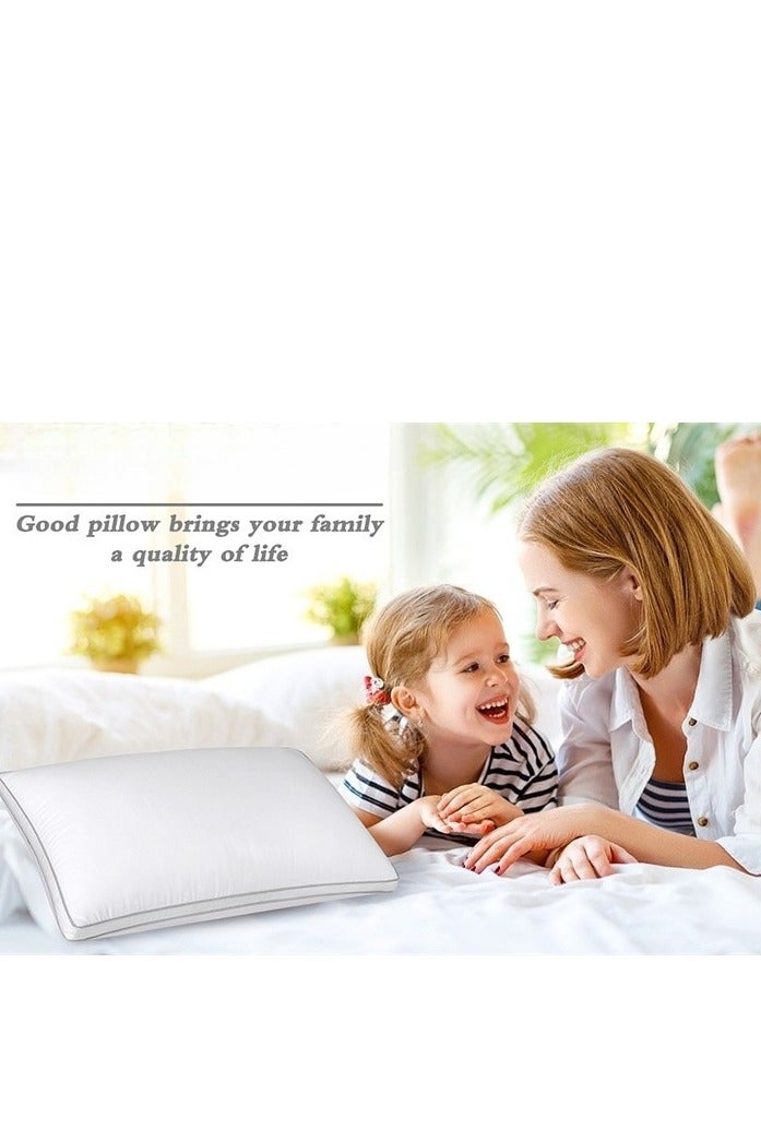 [عبوتين] وسادات فندقية فاخرة - 1000 جرام للوسادة | مقاس كبير 74x48 سم | حشو بوليستر بديل الريش | ألياف دقيقة مضادة للحساسية | تبريد وتهوية | دعم للنوم العميق - Image 4