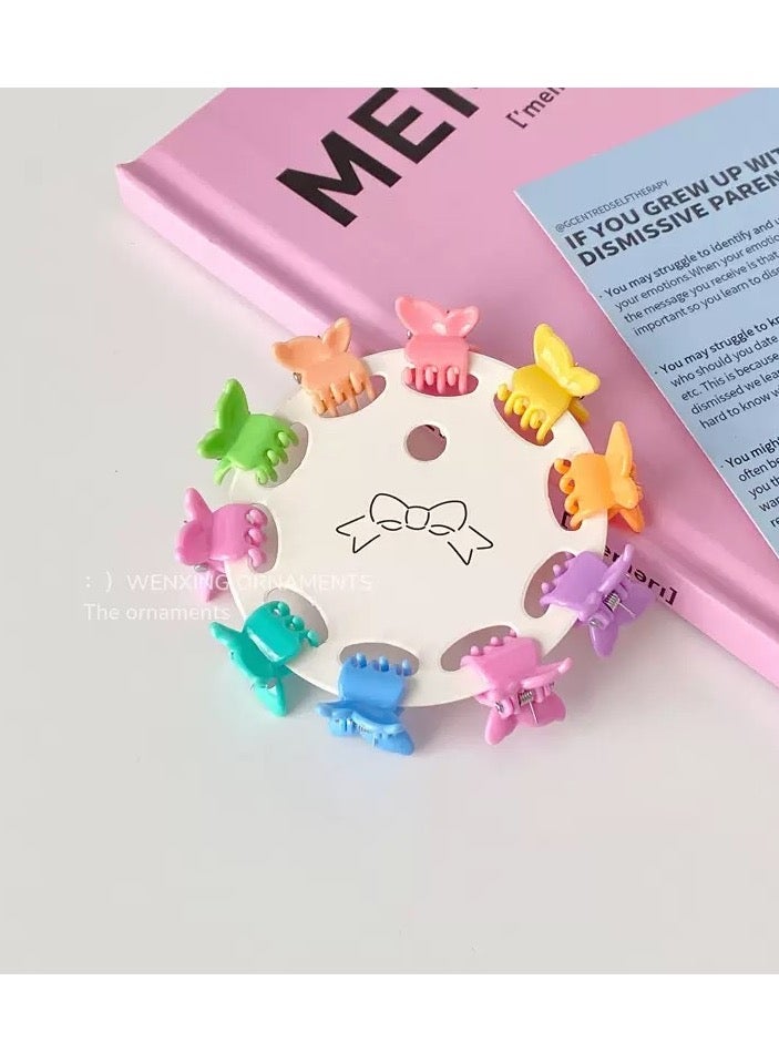 10 قطعة من مقاطع الشعر الصغيرة اللطيفة الملونة على شكل الفراشات، مقاطع شعر ذراعية صغيرة للأطفال والفتيات والنساء - Image 1