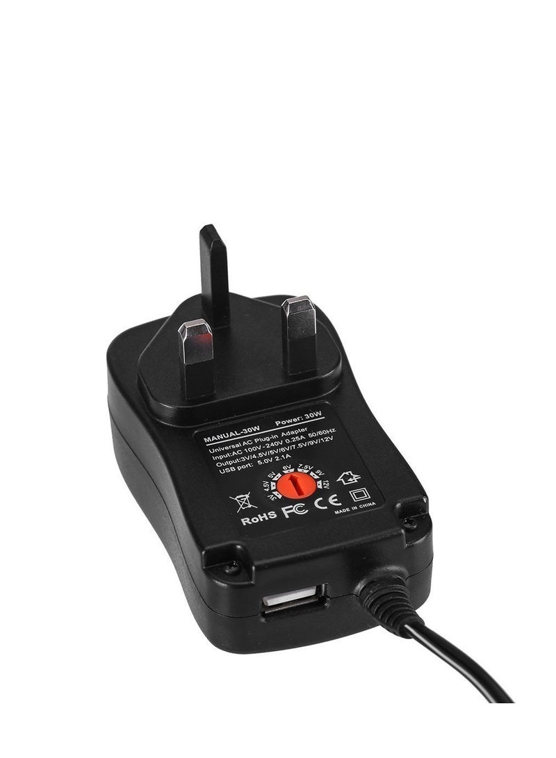 KASTWAVE 30W Universal Adapter Adjustable AC to DC 3-12V Adjustable Switching Power Supply with 6 Selectable Connector Tips & 5V USB Charger Ouput, 12V Regulated Voltage Replacement  - Image 5