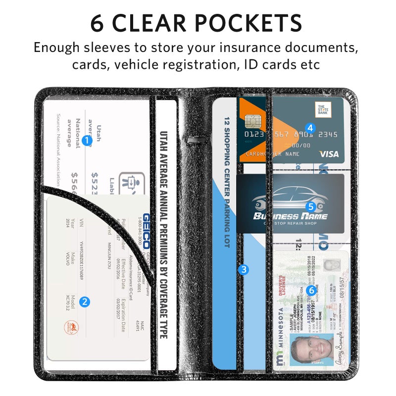 CoBak Car Registration and Insurance Holder - Vehicle Glove Box Car Organizer,Auto Truck Comparment Accessories Case with Magnetic Closure for Driver License,Cards - Image 3