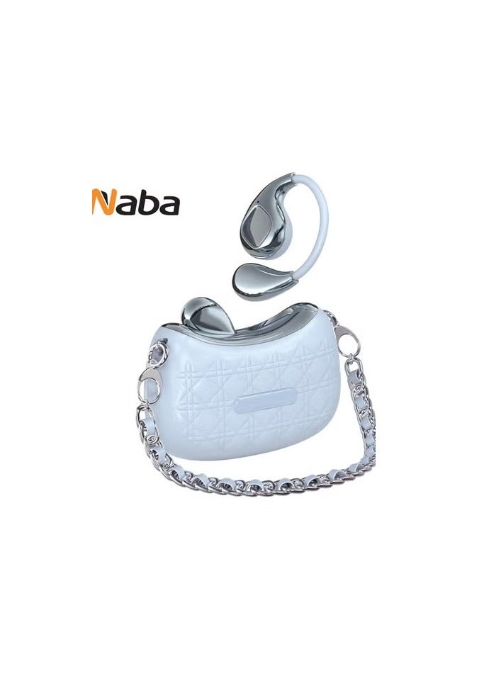 NABA Naba YX46 Wireless Headphones with Handbag Case and Small Chain in Light Blue  - Image 1