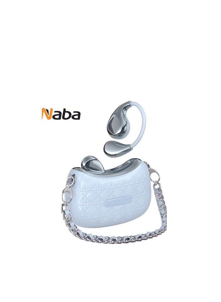NABA Naba YX46 Wireless Headphones with Handbag Case and Small Chain in Light Blue  - Image 2