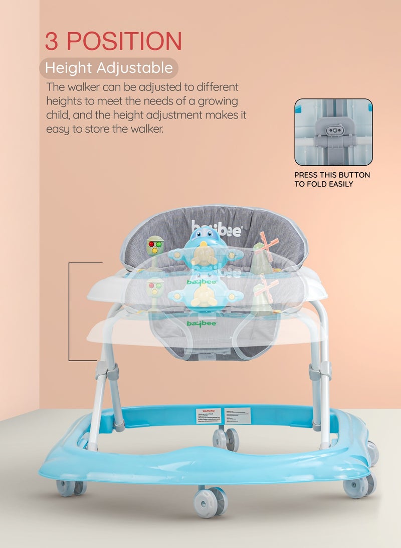 BAYBEE Hopper Baby Walker for Kids, Foldable Kids Walker with 3 Position Adjustable Height & Musical Toy Bar Activity Walker for Toddlers Walker for Baby Boy Girl 6 to 18 Months Blue - Image 4