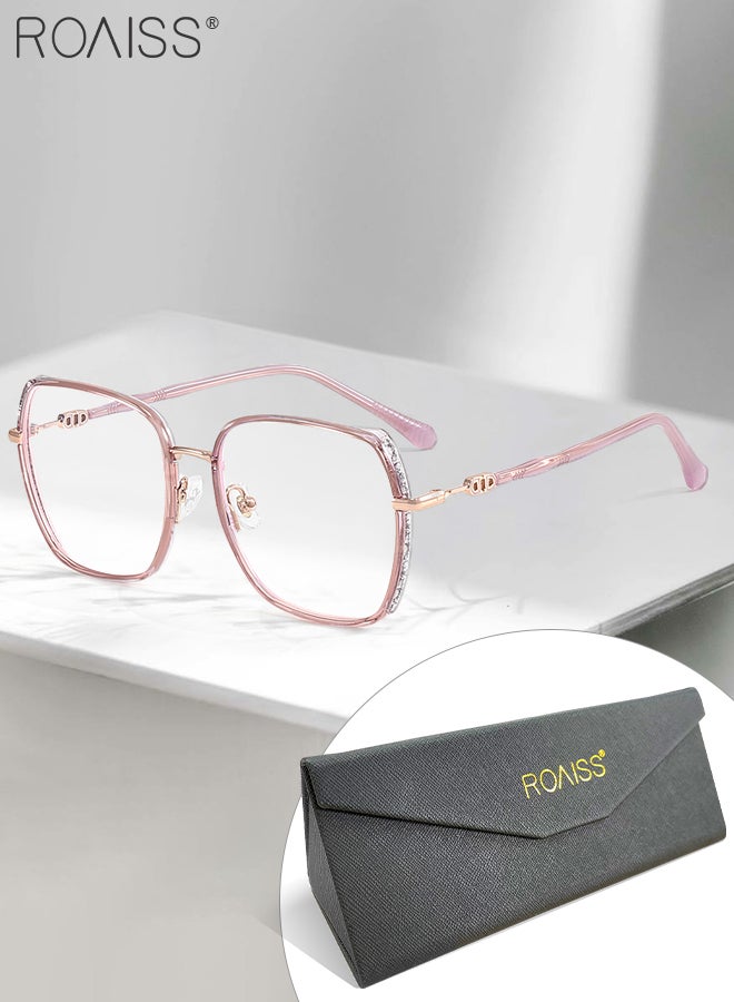 roaiss Women's Blue Light Blocking Glasses Blue Light Filter Computer Reading Gaming TV Phones Oversized Eyeglasses Fashion Anti Eyestrain Headache Eyewear, Transparent Light Purple  - Image 1