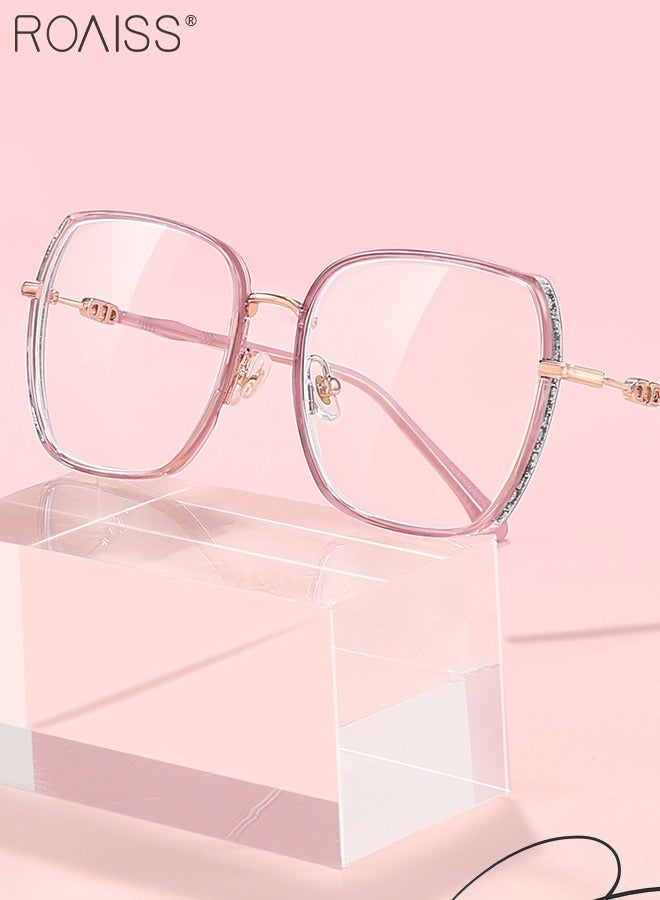 roaiss Women's Blue Light Blocking Glasses Blue Light Filter Computer Reading Gaming TV Phones Oversized Eyeglasses Fashion Anti Eyestrain Headache Eyewear, Transparent Light Purple  - Image 3