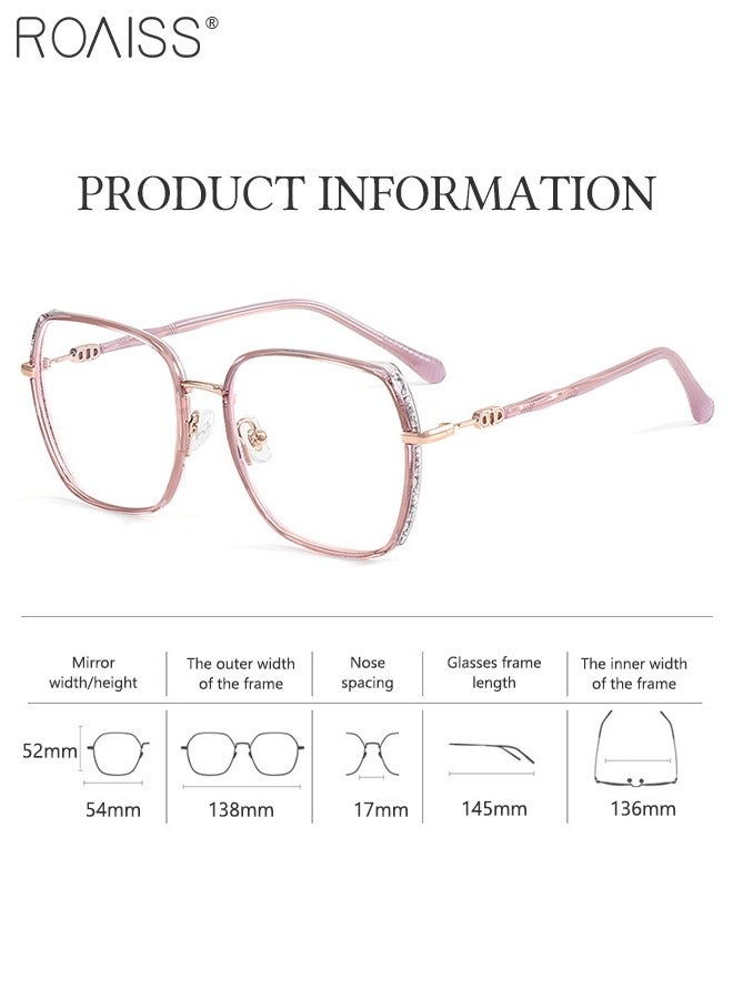 roaiss Women's Blue Light Blocking Glasses Blue Light Filter Computer Reading Gaming TV Phones Oversized Eyeglasses Fashion Anti Eyestrain Headache Eyewear, Transparent Light Purple  - Image 4
