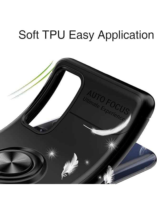 erorex Case For Oppo A76 Oppo A96 Realme 9I 4G Soft Silicone Slim Shockproof Tpu Bumper Cover With Metal Ring Holder With Car Magnet 360° Rotation Black - Image 3