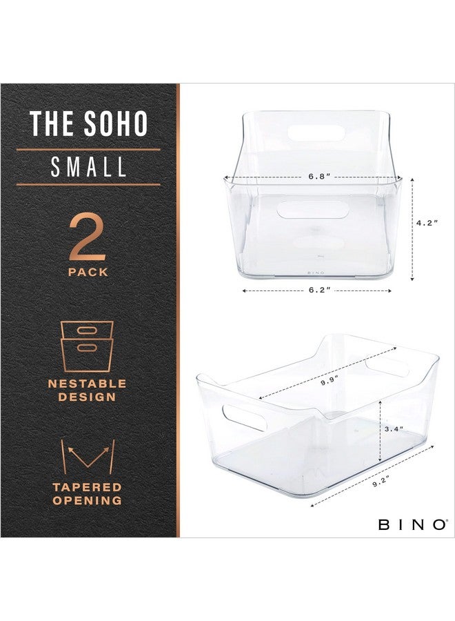 BINO | Plastic Storage Bins, Small - 2 Pack, Clear | THE SOHO COLLECTION | Pantry Organizers and Storage Containers Fridge Organizer Bins Kitchen Cabinet Organizer Medicine Cabinet Organizer Bin - Image 2