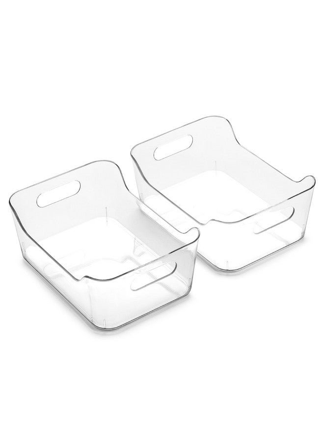 BINO | Plastic Storage Bins, Small - 2 Pack, Clear | THE SOHO COLLECTION | Pantry Organizers and Storage Containers Fridge Organizer Bins Kitchen Cabinet Organizer Medicine Cabinet Organizer Bin - Image 1